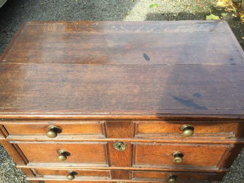 SMALL OAK 17TH CENTURY PANEL FRONT CHEST OF DRAWERS - ADDITIONAL PHOTO 5