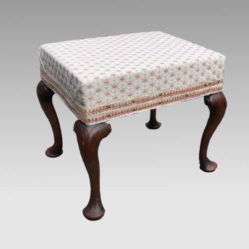 george i style walnut cabriole leg stool - CATEGORY: ANTIQUE STOOLS - DATED 19TH CENTURY