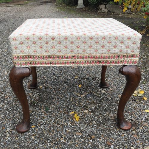 GEORGE I STYLE WALNUT CABRIOLE LEG STOOL - ADDITIONAL PHOTO 1