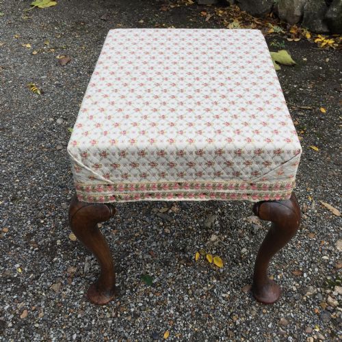GEORGE I STYLE WALNUT CABRIOLE LEG STOOL - ADDITIONAL PHOTO 4