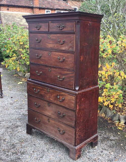 GEORGIAN MAHOGANY CHEST ON CHESTTALLBOY - ADDITIONAL PHOTO 1
