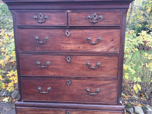 GEORGIAN MAHOGANY CHEST ON CHESTTALLBOY - ADDITIONAL PHOTO 6