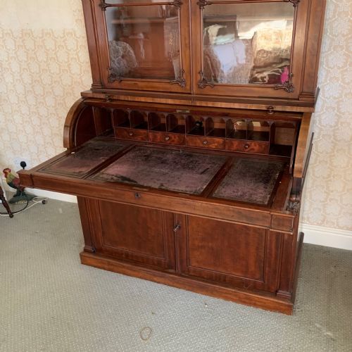 LARGE EDWARDS ROBERTS CYLINDER BUREAU BOOKCASE - ADDITIONAL PHOTO 7