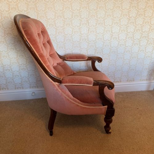 VICTORIAN MAHOGANY ARMCHAIR ARM CHAIR - ADDITIONAL PHOTO 4
