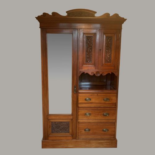 arts crafts walnut wardrobe - CATEGORY: ANTIQUE WARDROBES - DATED 1900