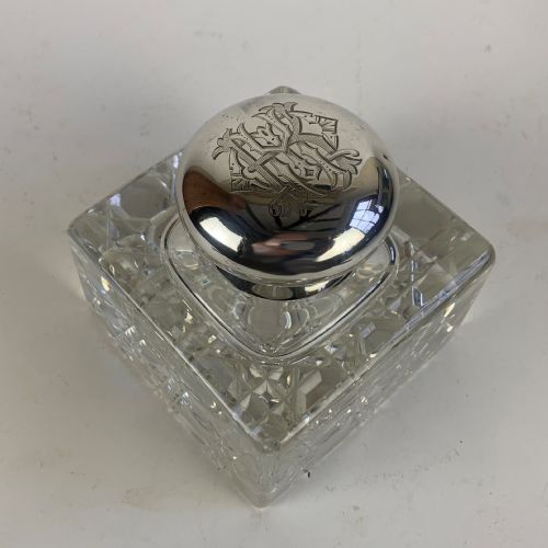 LARGE SILVER TOPPED INKWELL - ADDITIONAL PHOTO 1