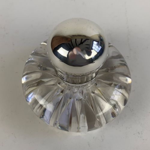 SILVER TOPPED GLASS INKWELL - ADDITIONAL PHOTO 1