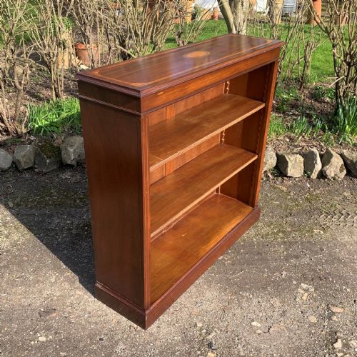 edwardian inlaid open bookshelves - CATEGORY: ANTIQUE BOOKCASES - DATED 1920