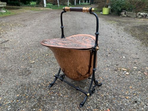 copper coal scuttlebox - CATEGORY: ANTIQUE FIREPLACES - DATED 19TH CENTURY