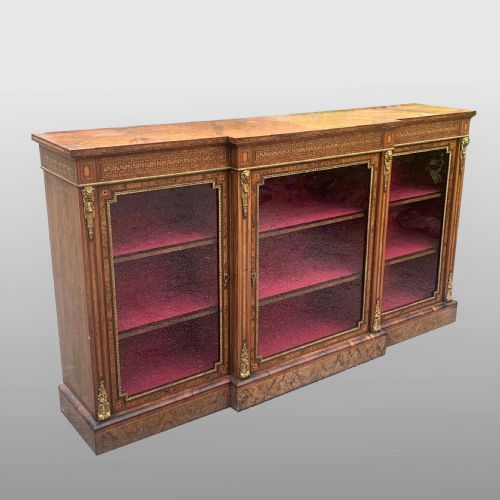 burr walnut and ormolu mounted breakfront side cabinetcredenza - CATEGORY: ANTIQUE SIDEBOARDS - DATED 19TH CENTURY