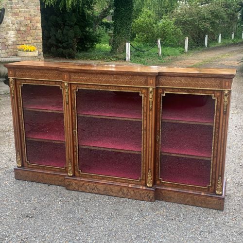BURR WALNUT AND ORMOLU MOUNTED BREAKFRONT SIDE CABINETCREDENZA - ADDITIONAL PHOTO 1