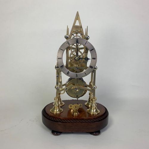 BRASS SKELETON CLOCK IN GLASS DOME - ADDITIONAL PHOTO 1