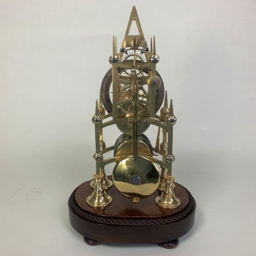 BRASS SKELETON CLOCK IN GLASS DOME - ADDITIONAL PHOTO 4