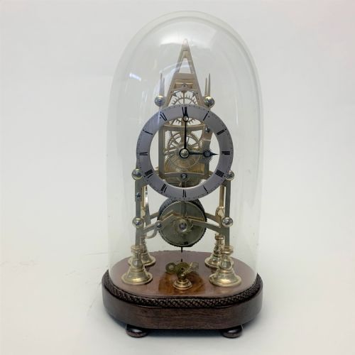 BRASS SKELETON CLOCK IN GLASS DOME - ADDITIONAL PHOTO 7