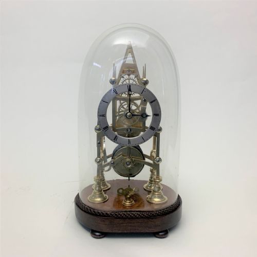 BRASS SKELETON CLOCK IN GLASS DOME - ADDITIONAL PHOTO 8