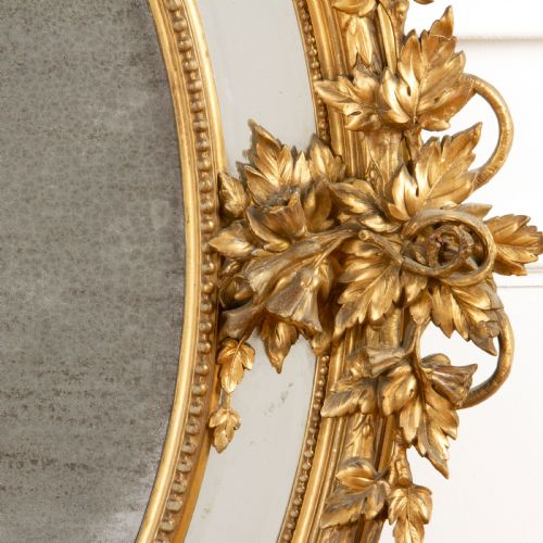 LARGE OVAL GILDED MIRROR - ADDITIONAL PHOTO 2