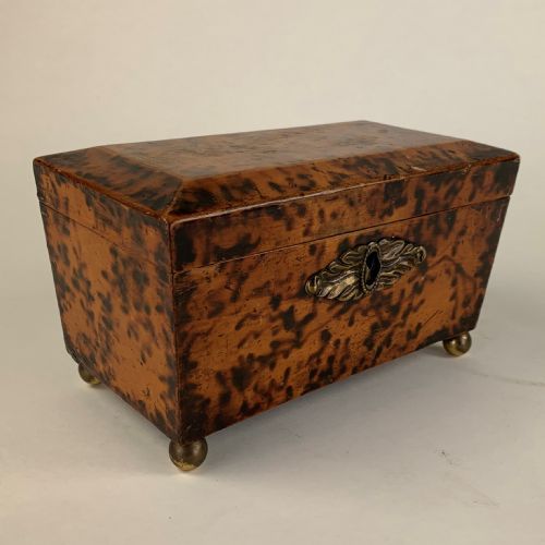 FAUX TORTOISESHELL TWO COMPARTMENT TEA CADDY - ADDITIONAL PHOTO 1