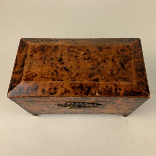 FAUX TORTOISESHELL TWO COMPARTMENT TEA CADDY - ADDITIONAL PHOTO 2