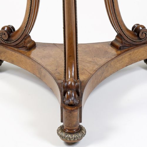 CIRCULAR BURR WALNUT OCCASIONAL TABLE WITH MARBLE TOP - ADDITIONAL PHOTO 1