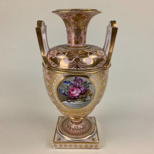 DERBY VASE WITH FLOWERS ON A PINK GROUND - ADDITIONAL PHOTO 4