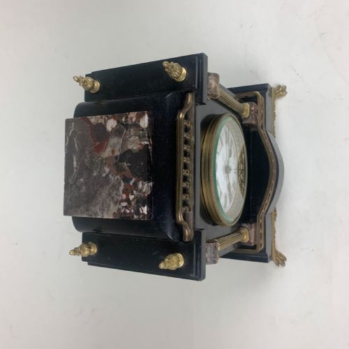 BLACK SLATE AND MARBLE MANTLE CLOCK - ADDITIONAL PHOTO 2