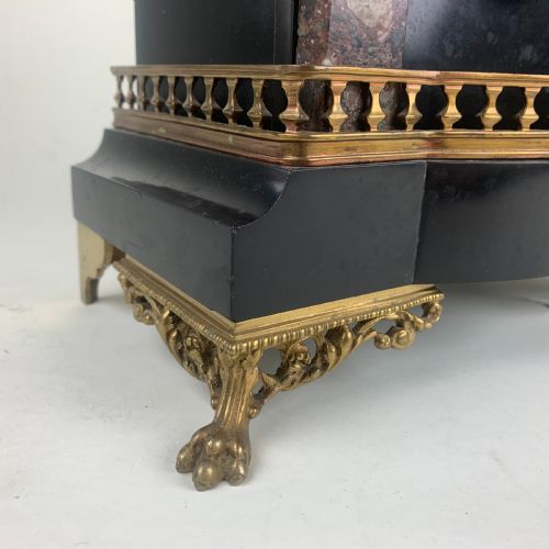 BLACK SLATE AND MARBLE MANTLE CLOCK - ADDITIONAL PHOTO 5