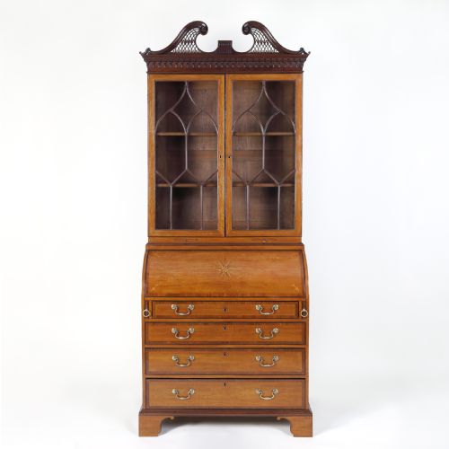 satinwood and mahogany 18th century bureau bookcase attributable to thomas shearer - CATEGORY: ANTIQUE BOOKCASES - DATED 18TH CENTURY
