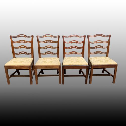 fig 1. Set of eight mahogany Chippendale style ladder-back dining chairs