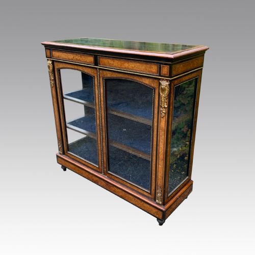 mid 19th century burr walnut inlaid display cabinetcredenza - CATEGORY: ANTIQUE CABINETS - DATED 19TH CENTURY