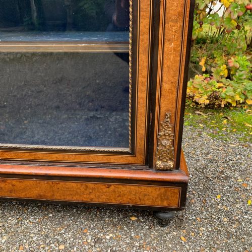 MID 19TH CENTURY BURR WALNUT INLAID DISPLAY CABINETCREDENZA - ADDITIONAL PHOTO 7
