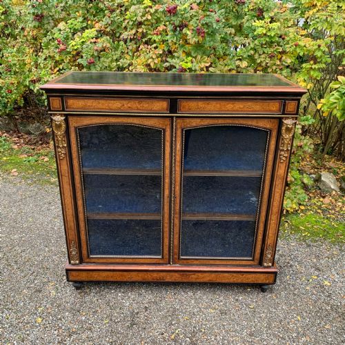 MID 19TH CENTURY BURR WALNUT INLAID DISPLAY CABINETCREDENZA - ADDITIONAL PHOTO 9