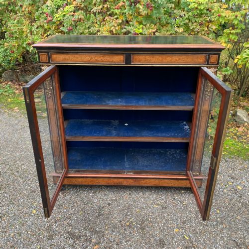 MID 19TH CENTURY BURR WALNUT INLAID DISPLAY CABINETCREDENZA - ADDITIONAL PHOTO 10
