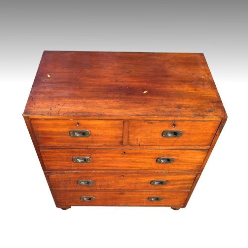 SMALL TEAK MILITARY CAMPAIGN CHEST OF DRAWERS - ADDITIONAL PHOTO 4