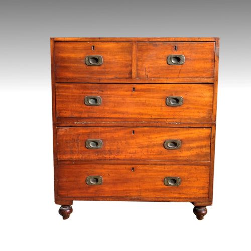 SMALL TEAK MILITARY CAMPAIGN CHEST OF DRAWERS - ADDITIONAL PHOTO 5