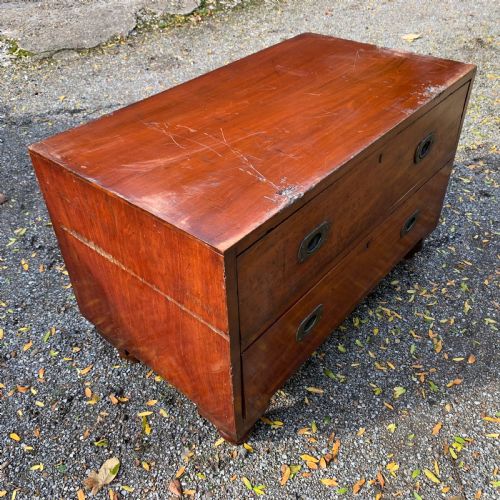 SMALL TEAK MILITARY CAMPAIGN CHEST OF DRAWERS - ADDITIONAL PHOTO 1