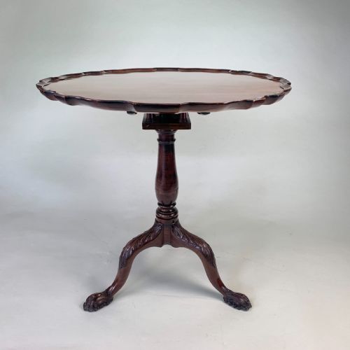 GEORGIAN MAHOGANY CARVED TRIPOD TABLE WITH PIECRUST TOP - ADDITIONAL PHOTO 1