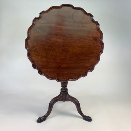 GEORGIAN MAHOGANY CARVED TRIPOD TABLE WITH PIECRUST TOP - ADDITIONAL PHOTO 3