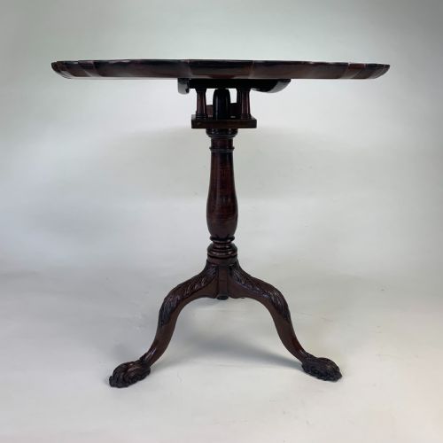 GEORGIAN MAHOGANY CARVED TRIPOD TABLE WITH PIECRUST TOP - ADDITIONAL PHOTO 6