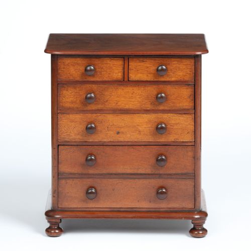 GEORGIAN MINIATURE MAHOGANY CHEST OF DRAWERS - ADDITIONAL PHOTO 1