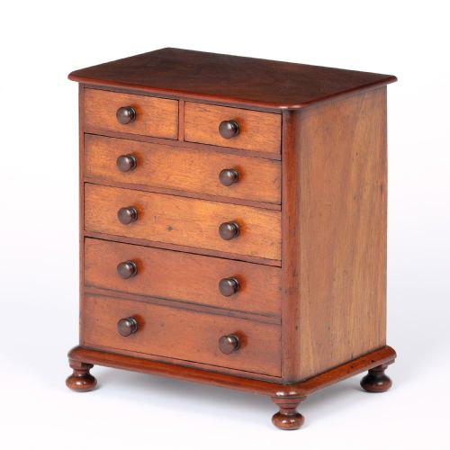 GEORGIAN MINIATURE MAHOGANY CHEST OF DRAWERS - ADDITIONAL PHOTO 4