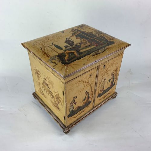 EARLY 19TH CENTURY YELLOW JAPANNED WORKBOX - ADDITIONAL PHOTO 1