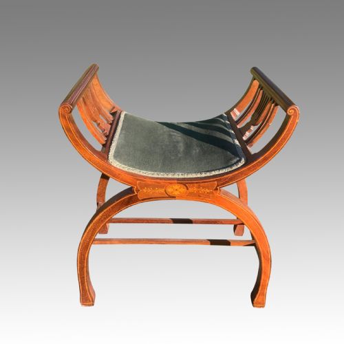 edwardian 'x' frame window seat - CATEGORY: ANTIQUE STOOLS - DATED EDWARDIAN