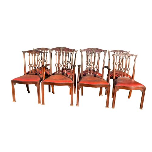 set of eight mahogany chippendale style dining chairs - CATEGORY: ANTIQUE CHAIRS - DATED 19TH CENTURY