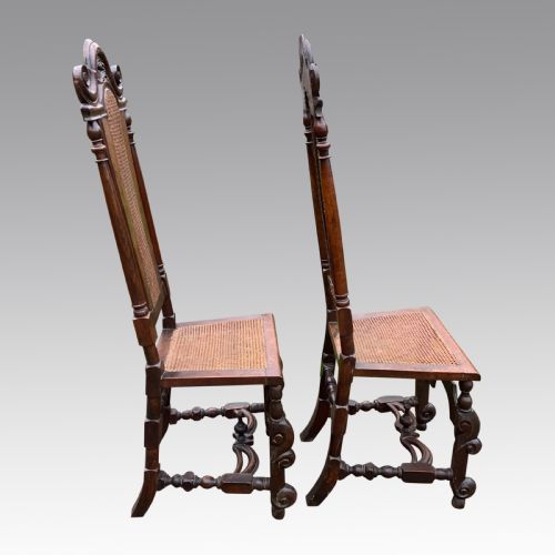 PAIR OF MID 19TH CENTURY CAROLEAN STYLE HIGH BACK WALNUT CHAIRS - ADDITIONAL PHOTO 2