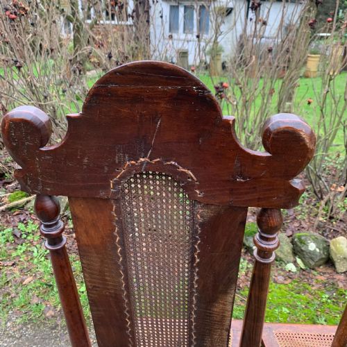PAIR OF MID 19TH CENTURY CAROLEAN STYLE HIGH BACK WALNUT CHAIRS - ADDITIONAL PHOTO 5