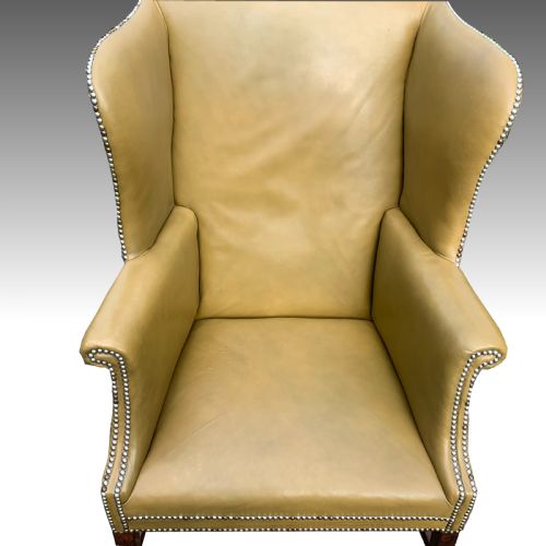 GEORGE II MAHOGNAY WING ARMCHAIR IN LEATHER - ADDITIONAL PHOTO 4