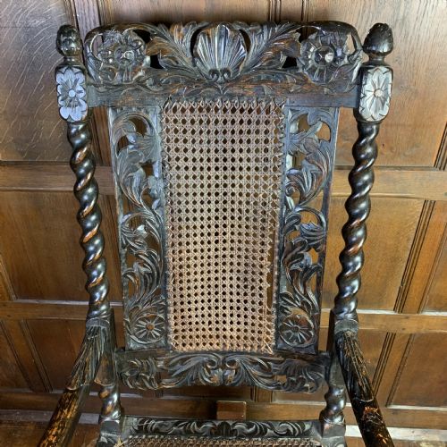 CAROLEAN STYLE WALNUT ARMCHAIR - ADDITIONAL PHOTO 4