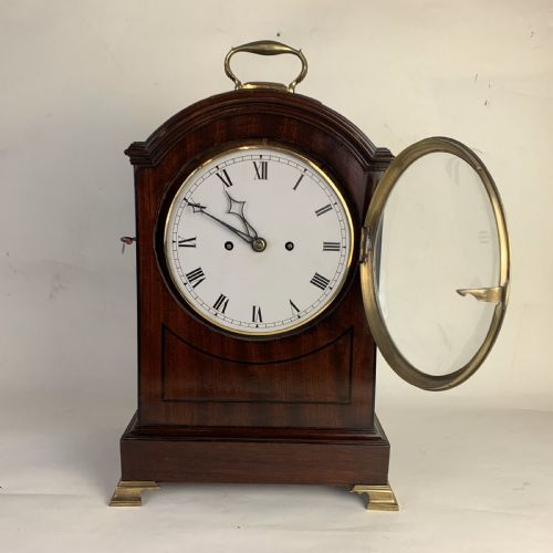 GEORGIAN MAHOGANY BRACKET CLOCK - ADDITIONAL PHOTO 1