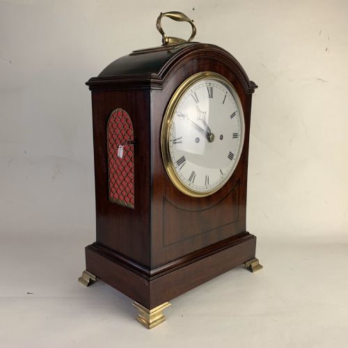 GEORGIAN MAHOGANY BRACKET CLOCK - ADDITIONAL PHOTO 4