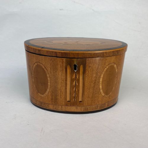 OVAL SATINWOOD INLAID TEA CADDY - ADDITIONAL PHOTO 1